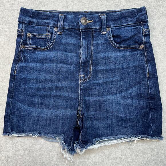American Eagle Denim Short WMNS 4 Next Level Stretch Curvy Hi-Rise Shortie Blue - Picture 1 of 9